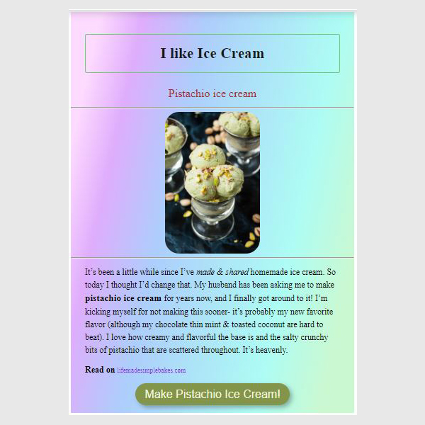 Website about ice cream